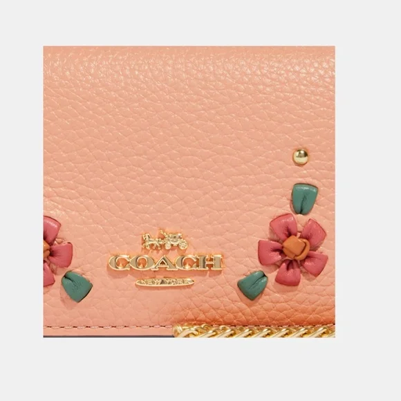 COACH Mini Wallet On A Chain With Floral Whipstitch BRAND NEW WITH TAGS - Picture 4 of 12